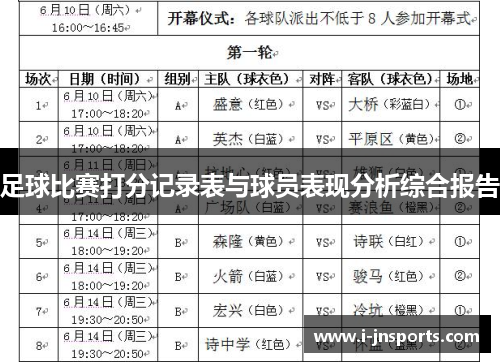 足球比赛打分记录表与球员表现分析综合报告